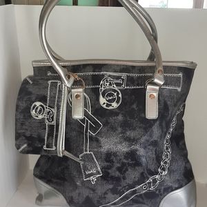 Tote bag,blue and silver